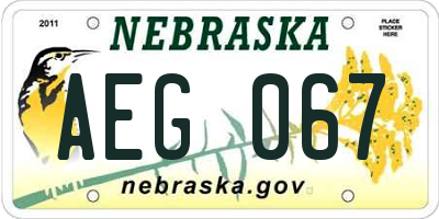 NE license plate AEG067