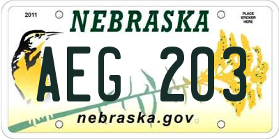 NE license plate AEG203