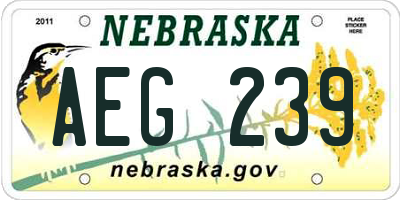 NE license plate AEG239
