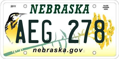 NE license plate AEG278