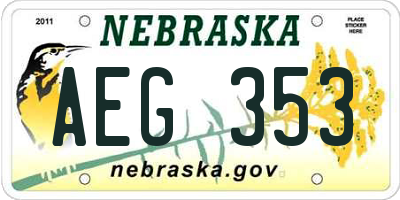 NE license plate AEG353