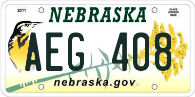 NE license plate AEG408