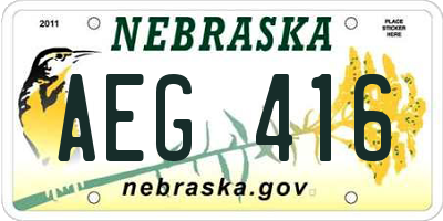 NE license plate AEG416