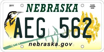 NE license plate AEG562