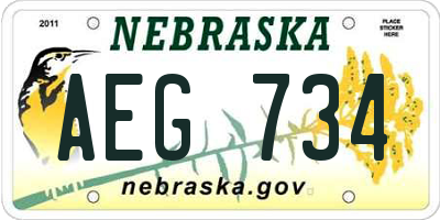 NE license plate AEG734