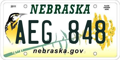 NE license plate AEG848