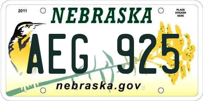 NE license plate AEG925
