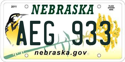 NE license plate AEG933