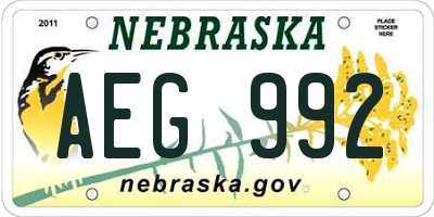 NE license plate AEG992