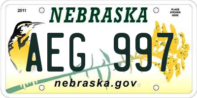 NE license plate AEG997