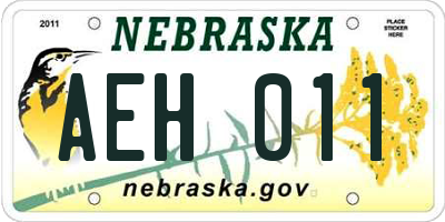 NE license plate AEH011