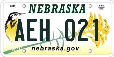 NE license plate AEH021