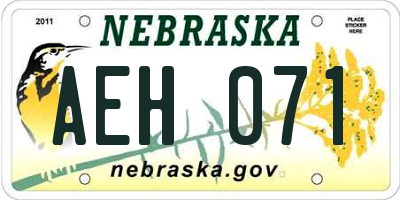 NE license plate AEH071