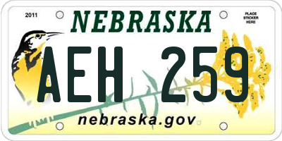 NE license plate AEH259
