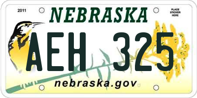 NE license plate AEH325