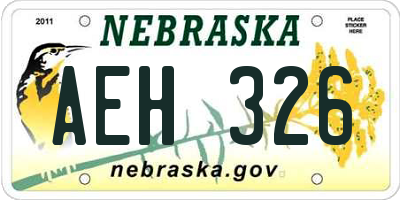 NE license plate AEH326