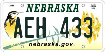 NE license plate AEH433