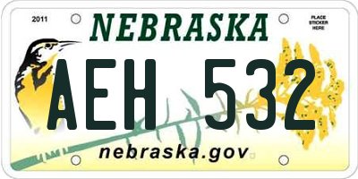 NE license plate AEH532