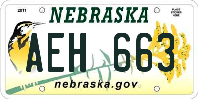 NE license plate AEH663