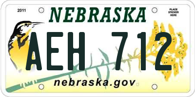 NE license plate AEH712