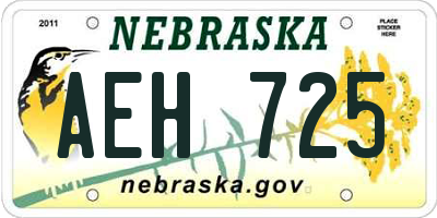 NE license plate AEH725