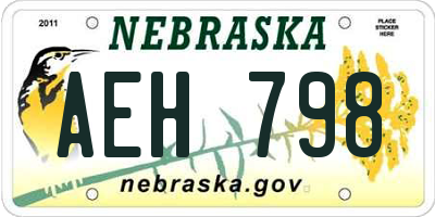 NE license plate AEH798