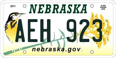 NE license plate AEH923