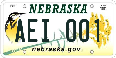 NE license plate AEI001