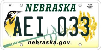 NE license plate AEI033