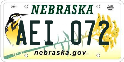 NE license plate AEI072