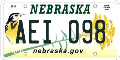 NE license plate AEI098