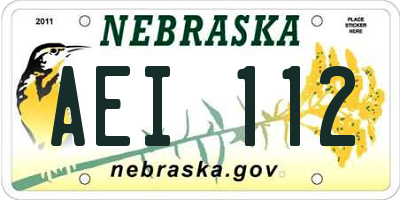 NE license plate AEI112