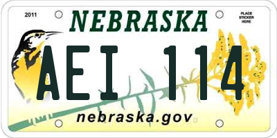 NE license plate AEI114