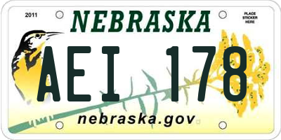 NE license plate AEI178