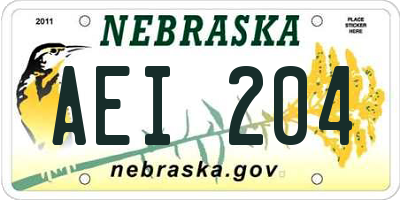 NE license plate AEI204