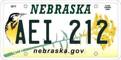 NE license plate AEI212