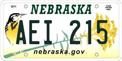 NE license plate AEI215