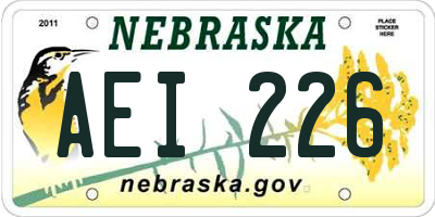 NE license plate AEI226