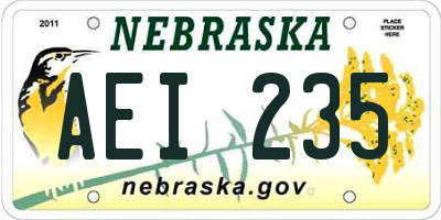 NE license plate AEI235