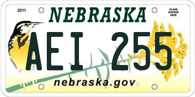 NE license plate AEI255