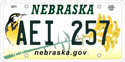 NE license plate AEI257