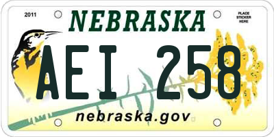 NE license plate AEI258