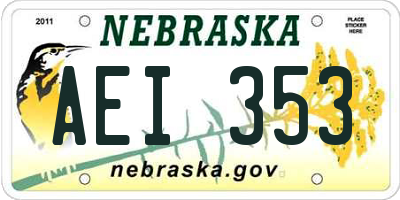 NE license plate AEI353