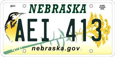 NE license plate AEI413