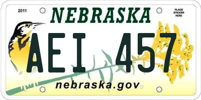 NE license plate AEI457