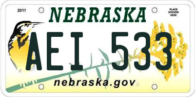 NE license plate AEI533