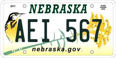 NE license plate AEI567