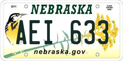 NE license plate AEI633