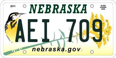 NE license plate AEI709
