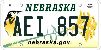 NE license plate AEI857
